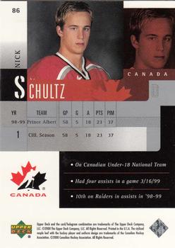 1999-00 Upper Deck Prospects #86 Nick Schultz Back