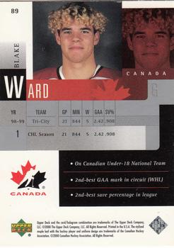 1999-00 Upper Deck Prospects #89 Blake Ward Back
