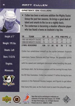 1999-00 Upper Deck Wayne Gretzky #6 Matt Cullen Back