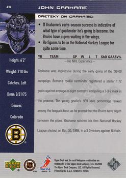 1999-00 Upper Deck Wayne Gretzky #15 John Grahame Back