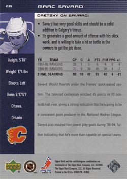 1999-00 Upper Deck Wayne Gretzky #28 Marc Savard Back