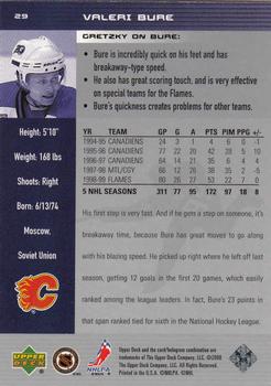 1999-00 Upper Deck Wayne Gretzky #29 Valeri Bure Back