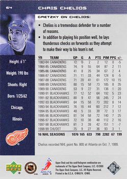 1999-00 Upper Deck Wayne Gretzky #64 Chris Chelios Back