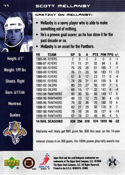 1999-00 Upper Deck Wayne Gretzky #77 Scott Mellanby Back