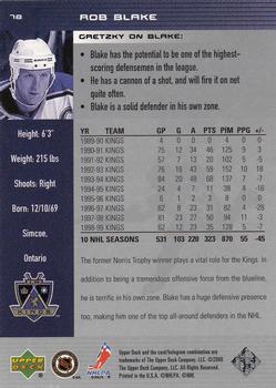 1999-00 Upper Deck Wayne Gretzky #78 Rob Blake Back