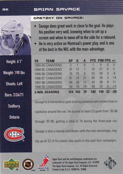 1999-00 Upper Deck Wayne Gretzky #86 Brian Savage Back