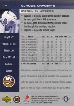 1999-00 Upper Deck Wayne Gretzky #106 Claude Lapointe Back