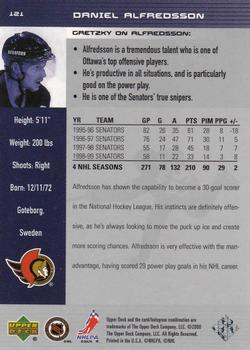 1999-00 Upper Deck Wayne Gretzky #121 Daniel Alfredsson Back