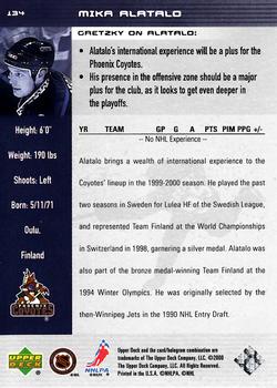 1999-00 Upper Deck Wayne Gretzky #134 Mika Alatalo Back