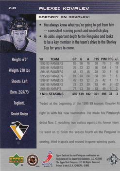 1999-00 Upper Deck Wayne Gretzky #140 Alexei Kovalev Back