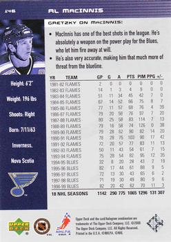 1999-00 Upper Deck Wayne Gretzky #146 Al MacInnis Back
