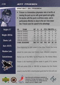 1999-00 Upper Deck Wayne Gretzky #149 Jeff Friesen Back