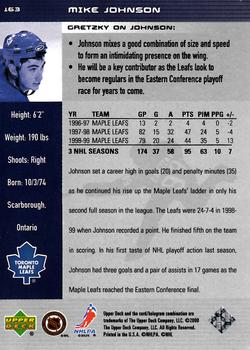 1999-00 Upper Deck Wayne Gretzky #163 Mike Johnson Back