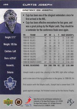 1999-00 Upper Deck Wayne Gretzky #166 Curtis Joseph Back