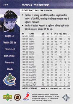1999-00 Upper Deck Wayne Gretzky #167 Mark Messier Back