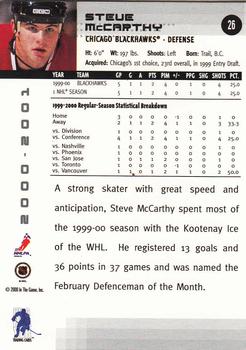 2000-01 Be a Player Memorabilia #26 Steve McCarthy Back