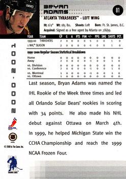 2000-01 Be a Player Memorabilia #81 Bryan Adams Back