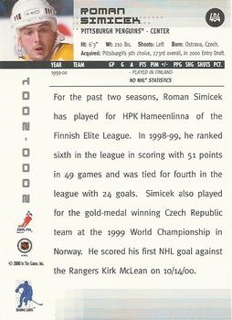 2000-01 Be a Player Memorabilia #404 Roman Simicek Back