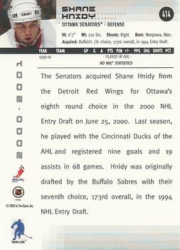 2000-01 Be a Player Memorabilia #414 Shane Hnidy Back