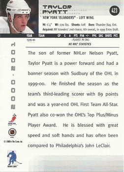 2000-01 Be a Player Memorabilia #423 Taylor Pyatt Back