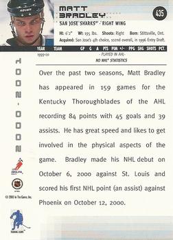 2000-01 Be a Player Memorabilia #435 Matt Bradley Back
