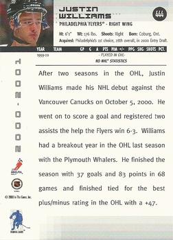 2000-01 Be a Player Memorabilia #444 Justin Williams Back