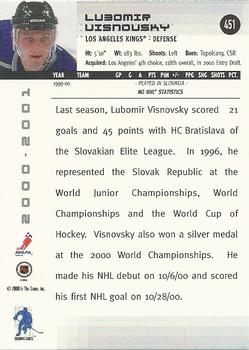 2000-01 Be a Player Memorabilia #451 Lubomir Visnovsky Back