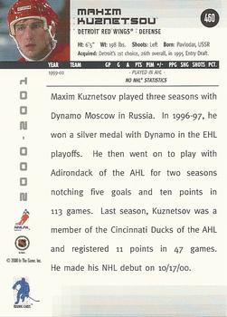 2000-01 Be a Player Memorabilia #460 Maxim Kuznetsov Back