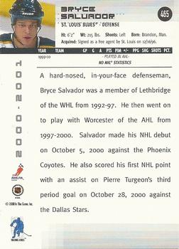 2000-01 Be a Player Memorabilia #465 Bryce Salvador Back