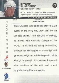 2000-01 Be a Player Memorabilia #470 Brian Swanson Back