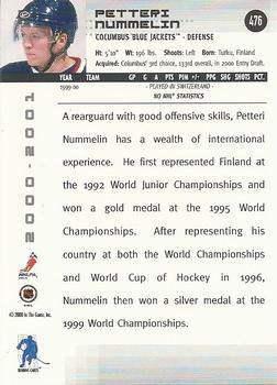 2000-01 Be a Player Memorabilia #476 Petteri Nummelin Back