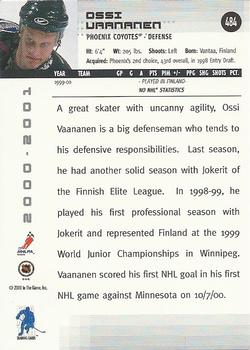 2000-01 Be a Player Memorabilia #484 Ossi Vaananen Back