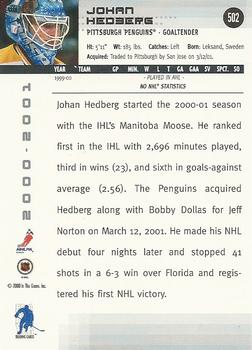  (CI) Johan Hedberg Hockey Card 2001-02 Vanguard V-Team
