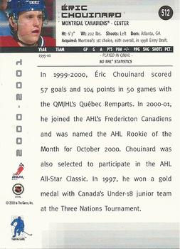 2000-01 Be a Player Memorabilia #512 Eric Chouinard Back