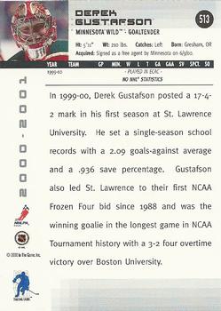 2000-01 Be a Player Memorabilia #513 Derek Gustafson Back
