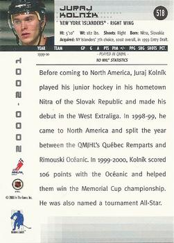 2000-01 Be a Player Memorabilia #518 Juraj Kolnik Back