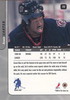 2000-01 Be a Player Signature Series #72 Anson Carter Back