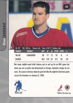 2000-01 Be a Player Signature Series #76 Brian Savage Back