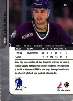 2000-01 Be a Player Signature Series #96 Oleg Tverdovsky Back