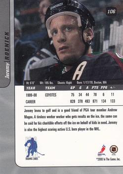 2000-01 Be a Player Signature Series #106 Jeremy Roenick Back