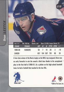 2000-01 Be a Player Signature Series #219 Brian Leetch Back