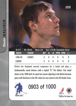 2000-01 Be a Player Signature Series #259 Dimitri Kalinin Back