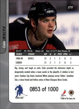2000-01 Be a Player Signature Series #270 Colin White Back