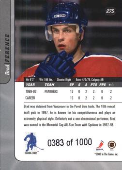 2000-01 Be a Player Signature Series #275 Brad Ference Back