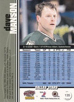 2000-01 Pacific #135 Dave Manson Back
