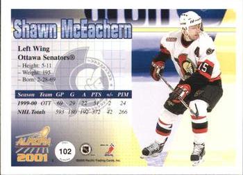 2000-01 Pacific Aurora #102 Shawn McEachern Back