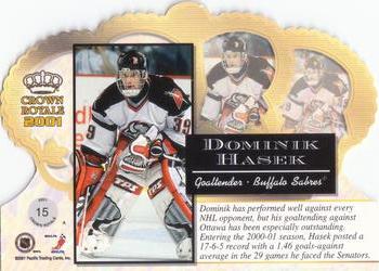 2000-01 Pacific Crown Royale #15 Dominik Hasek Back