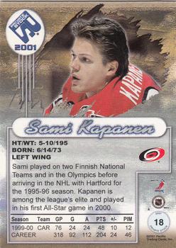 2000-01 Pacific Private Stock #18 Sami Kapanen Back