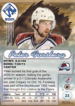 2000-01 Pacific Private Stock #23 Peter Forsberg Back