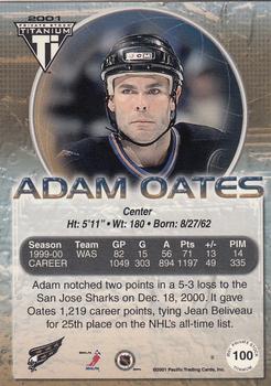 2000-01 Pacific Private Stock Titanium #100 Adam Oates Back